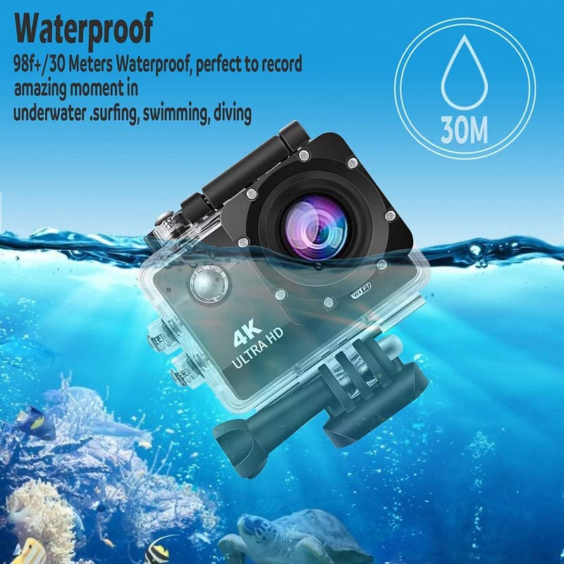 ZuZu, move for more better. Intelligent Newly Upgraded 4K Action Camera Ultra HD Underwater Waterproof Camera with Adjustable Tripod (Black) 3