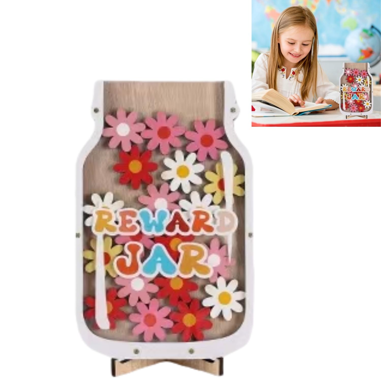 Zwenjuan Colourful Complete Star Jar Reward Set,Reward Pot For Children,Motivate Good Behaviour,Reward Chart Incentive Jar For Home, Classroom Use Teacher & Parent Essential(Flowers)
