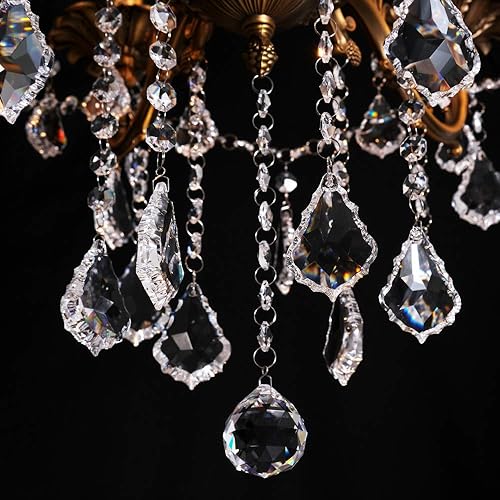 Miniatura 7 de MEEROSEE Candelabros de cristal, lámpara contemporánea de isla de 8 luces, lámpara de techo colgante para comedor, sala de estar, cocina,