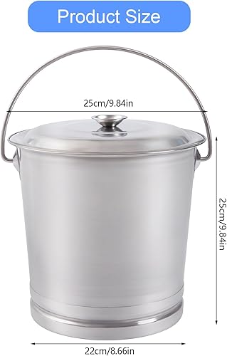 Miniatura 2 de Cubo de leche de acero inoxidable de 8.5 cuartos de galón con cubeta de alimentación con tapa, cubo de cocina de acero inoxidable con tapa, asa y