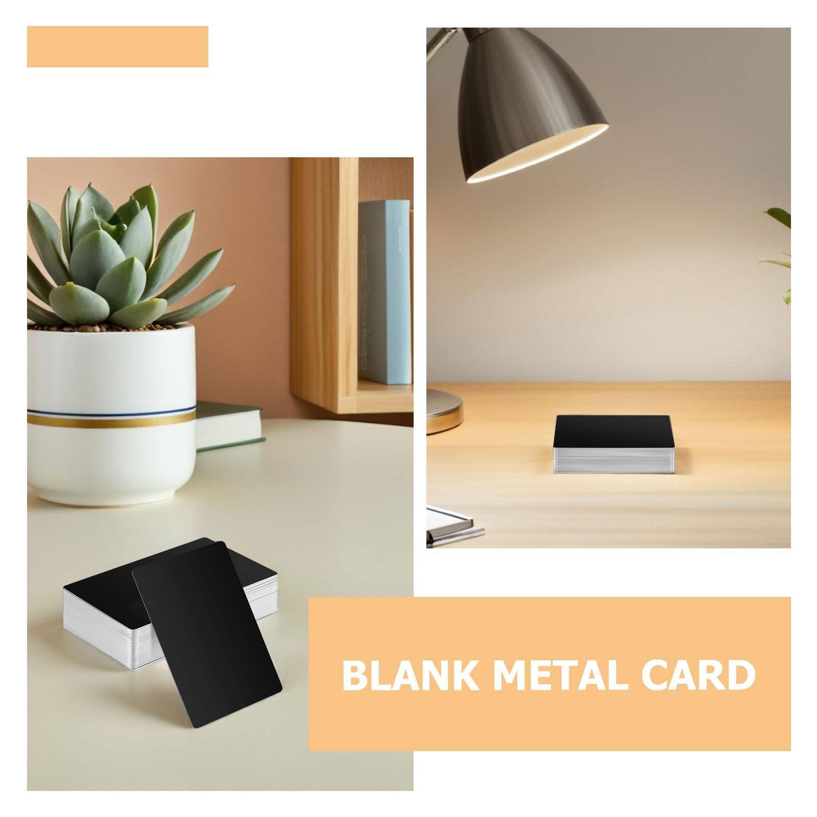 Cabilock Tarjetas de Visita de Metal Grabables Negras 200 Piezas, Lámina de Aluminio 86x54x0,45 Mm para Grabado Láser, Tarjetas de Presentación Metálicas para Oficina y Grabado