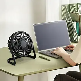 Ventilador pessoal USB de 12 cm, mini ventilador de mesa acessível, resfriamento silencioso para quarto, escritório, cozinha, ótimo custo-benefício, preto