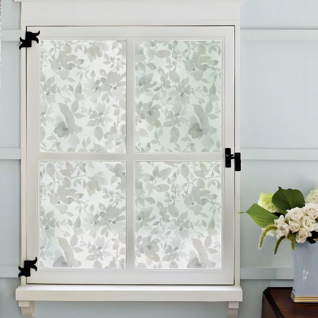 Window Privacy Film Window Film Window Film Flower Pattern Decorative Glass Sticker Window Sliding Door Film Privacy Static Frosted Anti-Peeping Film Blackout Window Film Window Films