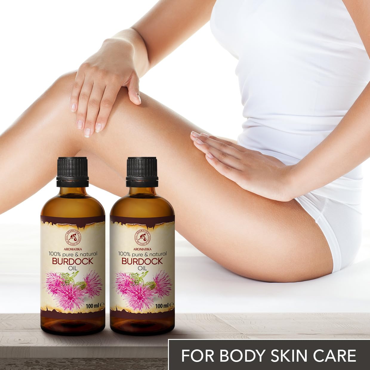 AROMATIKA Burdock Root Oil set 2 x 3.4 Fl Oz - 6.8 Fl Oz - 100% Pure & Natural - Arctium Lappa for Hair & Scalp - Carrier Oil for Nails - Skin - Lips - Face & Body Care - Image 5