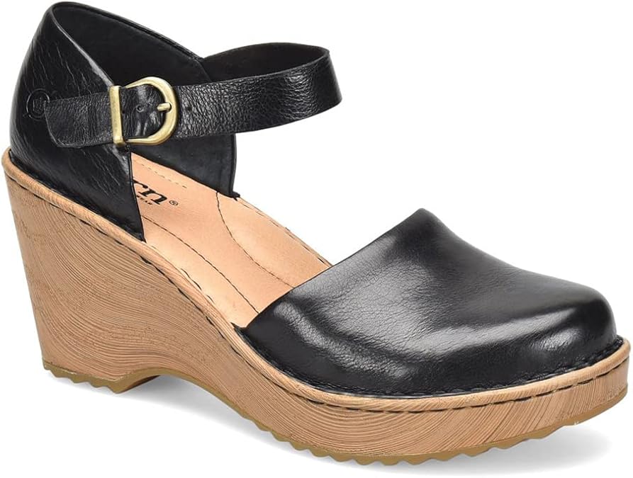 BORN Womens Nellie Leather Ankle Strap Wedge Heels Amazon.ca