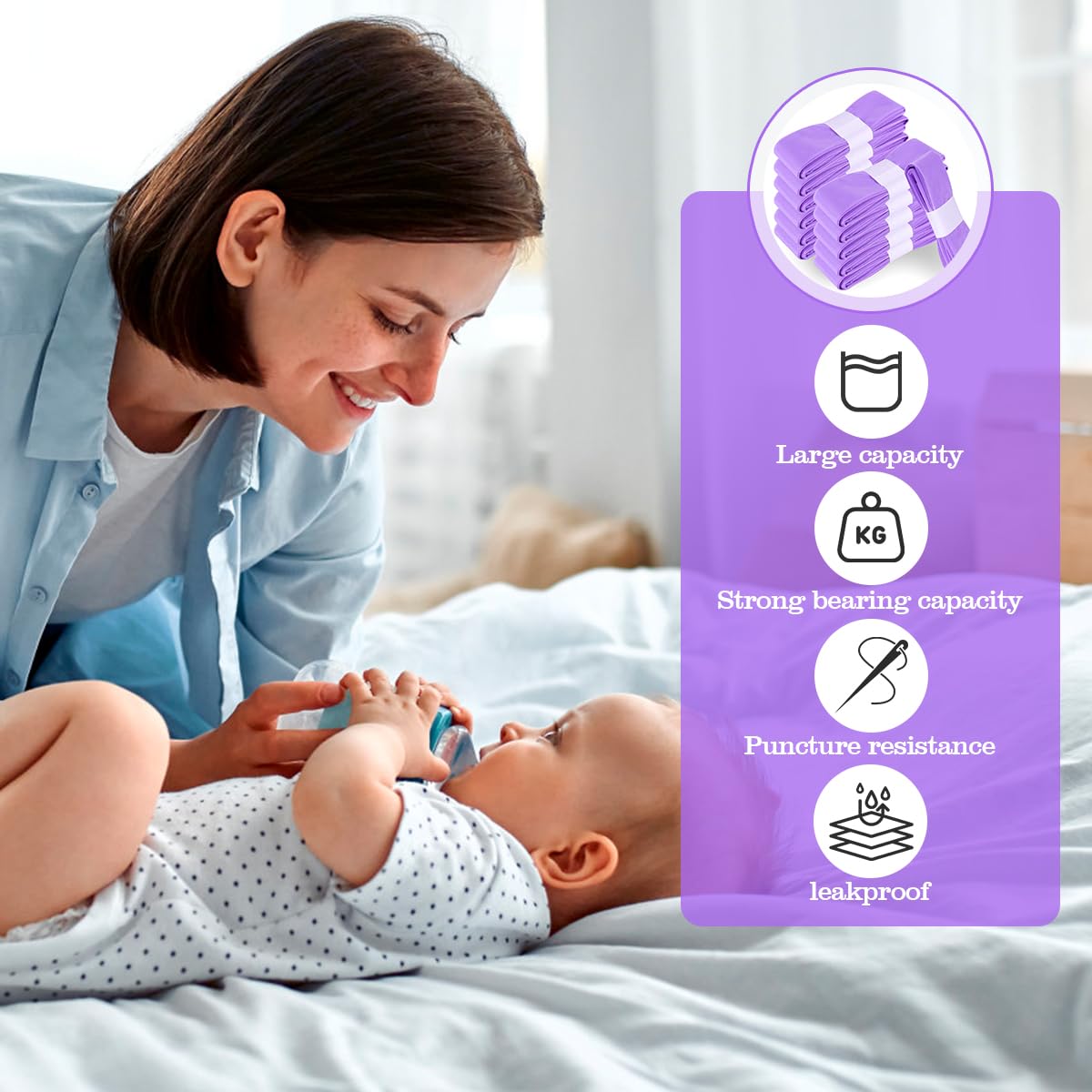 12 scatole di ricarica per pannolini, pattumiera per pannolini, antiodore, spessore 4,5 m (viola), compatibile con Tommee Tippee, Angelcare, LitterLocker, germoglio