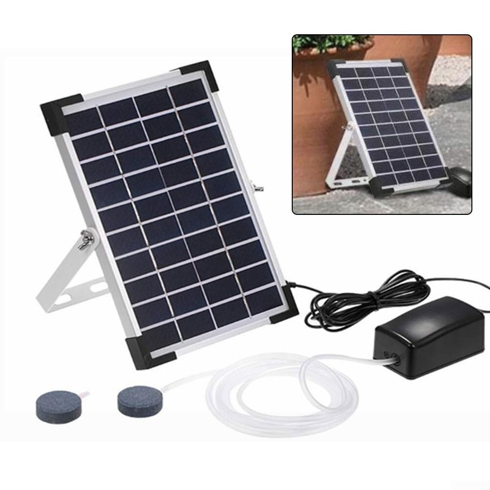 Solarbetriebener 5 W Solar-Sauerstoff-Luftsprudler für schnurlose Aquarien, mit zwei Ausgängen für Koiteich, Garten, Wasserspiel, Outdoor, Aquarium, Bubbler
