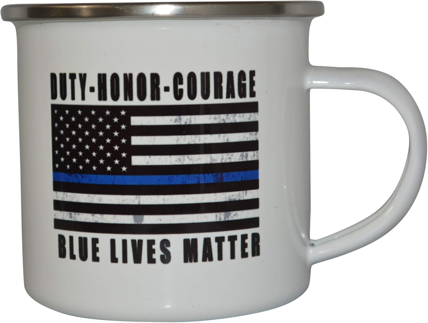 Rogue River Tactical The Thin Blue Line Flag Camp Mug Enamel Camping Coffee Cup Gift Police Officers Law Enforcement - Image 2