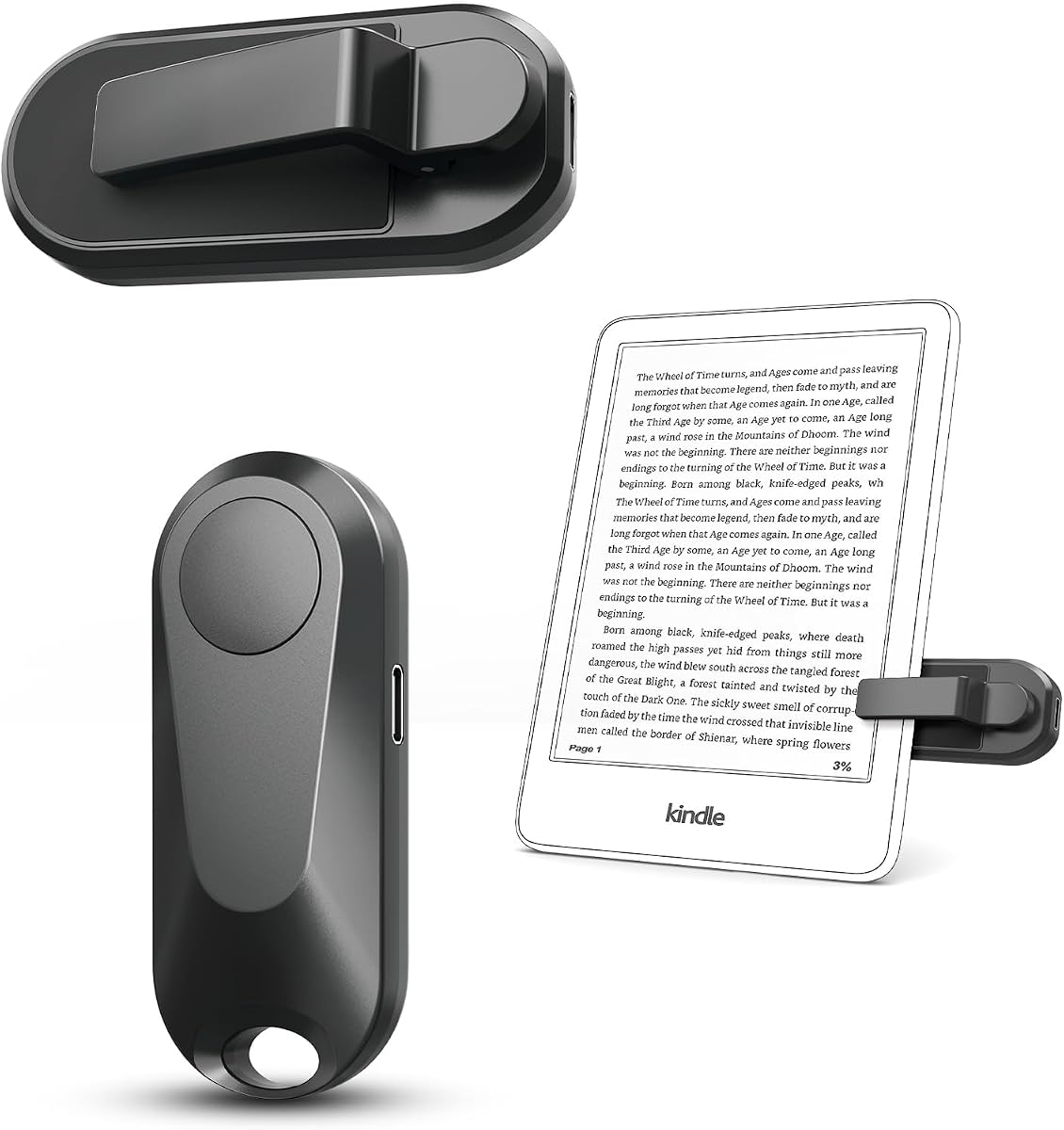Remote Control Page Turner for Kindle Paperwhite Oasis Kobo eReaders | Camera Camcorder Remote Controls, Page Turner Clicker for ipad Tablets Reading Novels with Wrist Strap Storage Bag
