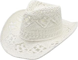 Sombrero de vaquero occidental para mujer y hombre, sombrero de paja moldeable ahuecado para el sol, vaquero salvaje