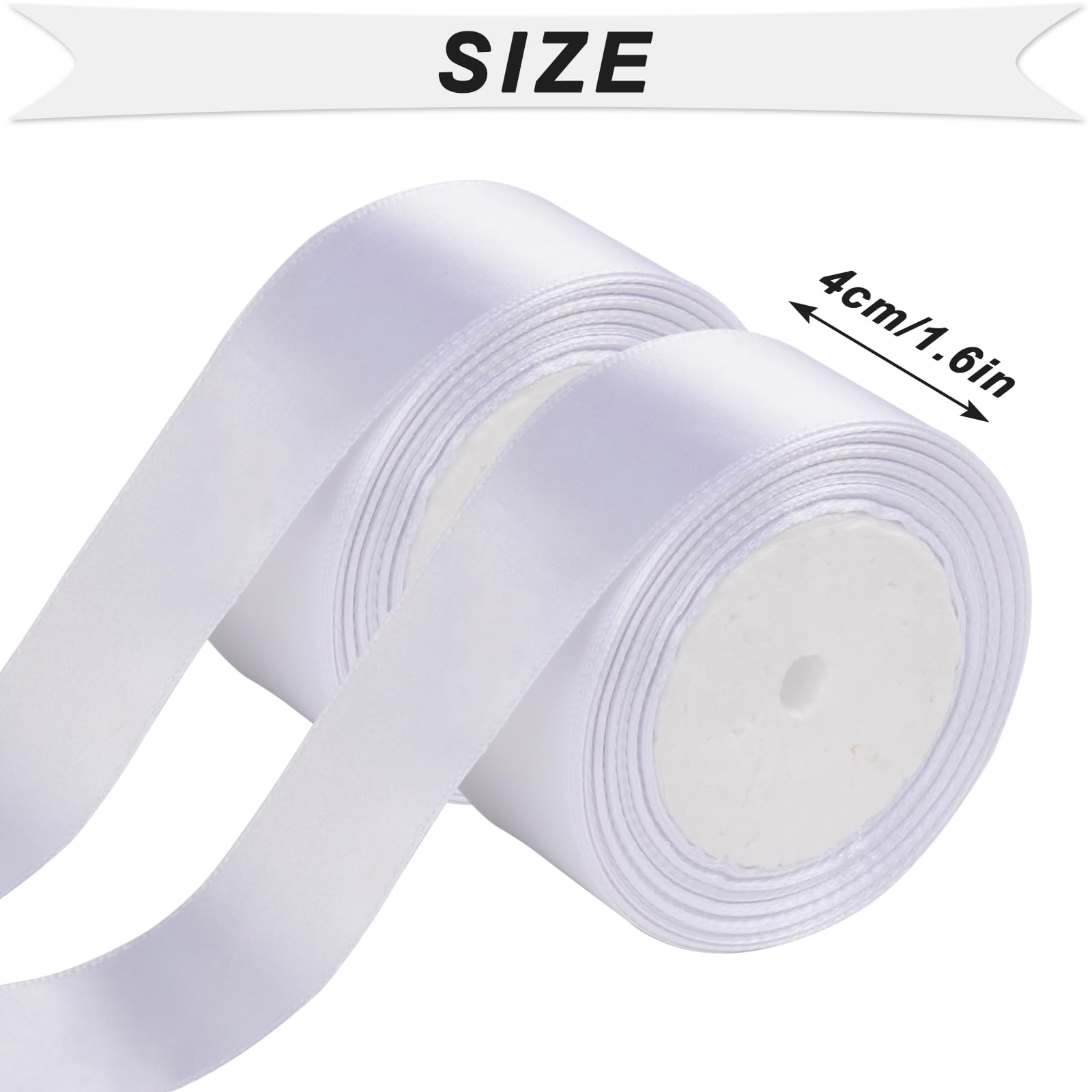 KEYIDO White Ribbon, 40mm x 44 Metres(50 Yards) Wide Ribbon, Thick White Satin Ribbons for Gift Wrapping Hair Bow, Florist - Image 4