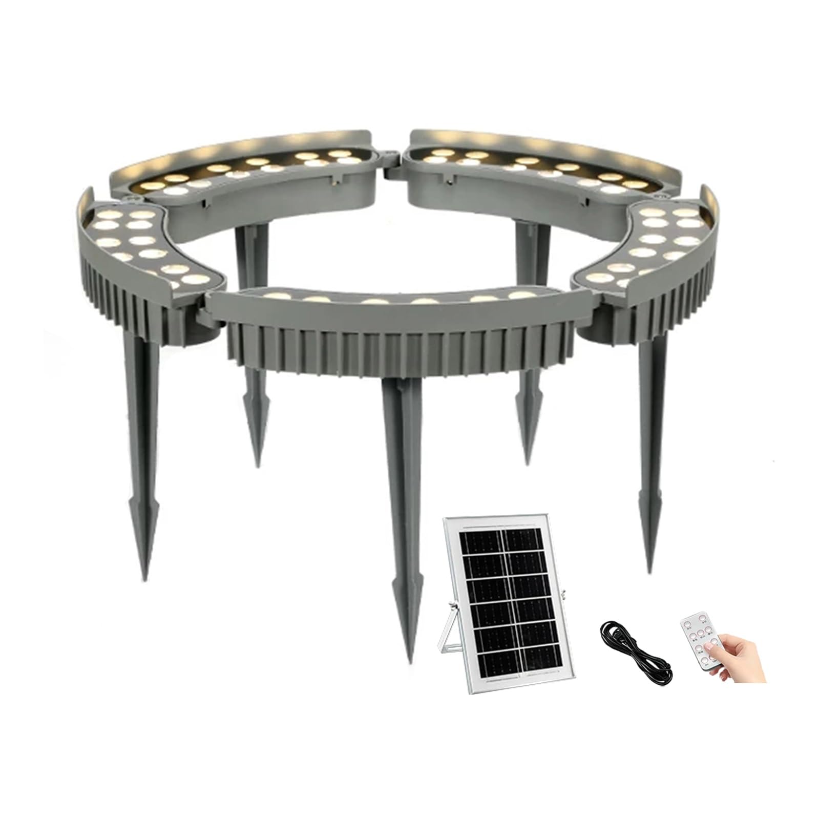 JCWGLY Solar Palm Tree Lights Outdoor Waterproof Landscape Spotlight 48-96W LED Ring Light for Trees, Plants, Gardens, and Yard Lighting(Red Light,5 Lights)