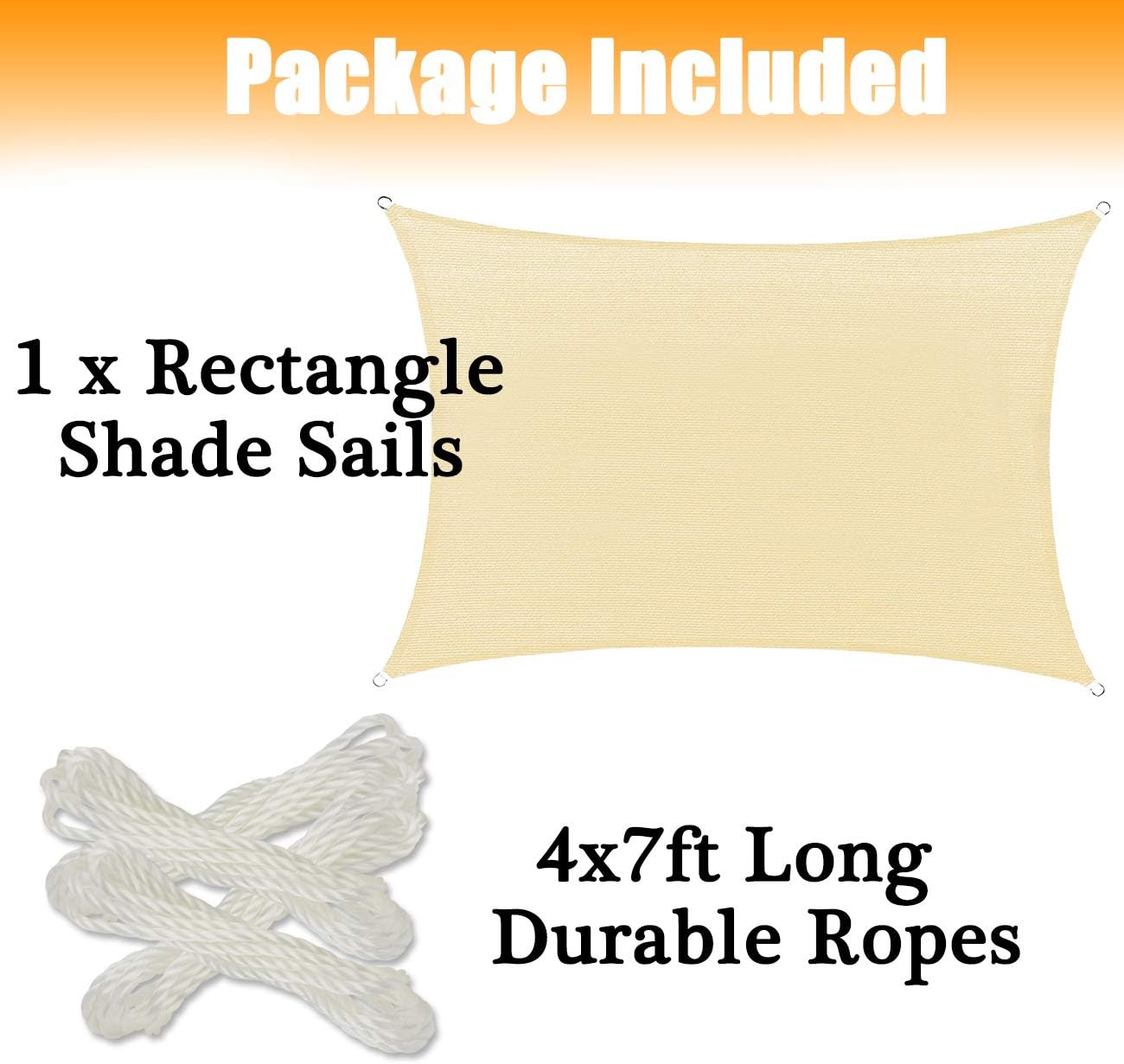 Ogrmar Shade Sail Canopy Durable Fabric Canopy Block Top Cover Rectangle for Patio Backyard Garden Pool Outdoor Activities（10'x13'）