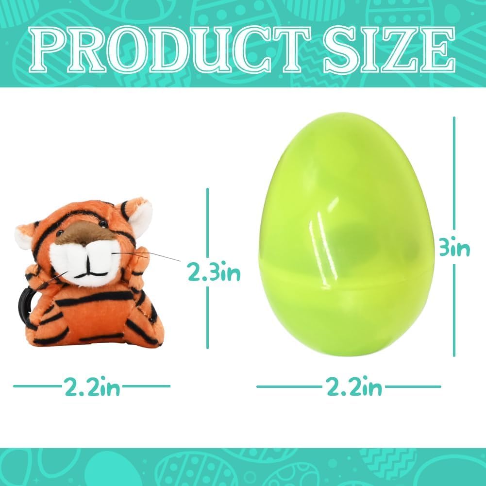UMEELR 12PCS Easter Eggs with Animal Plush Keychains, Empty Fillable Eggs for Easter Egg Hunt Party Favors Classroom Rewards, Gifts - Assorted Colors & Cute Animal Designs
