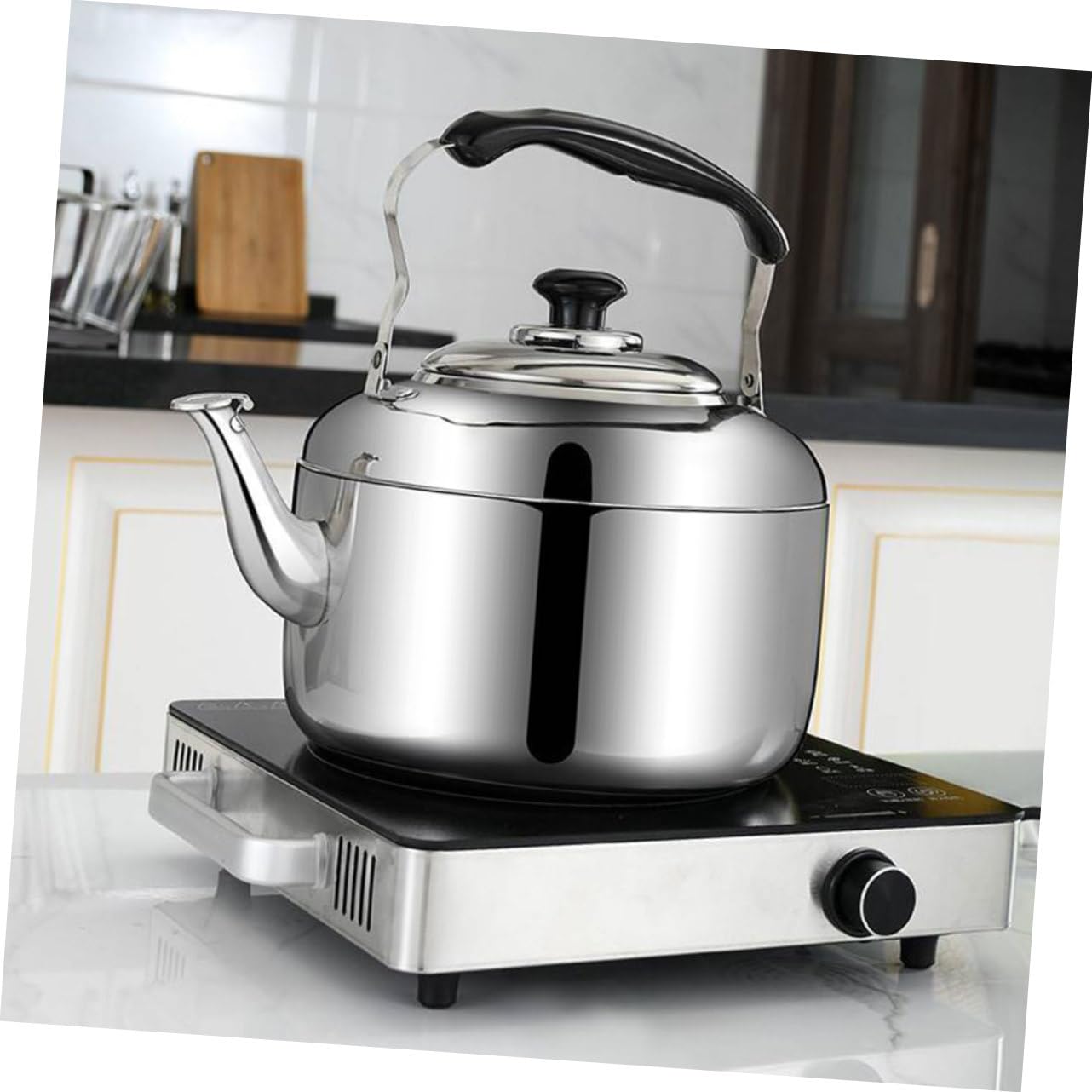 Cabilock Large Design 4l Stovetop Tea Kettle Whistling Stainless Steel Kettle for Gas Electric Induction Cooktops
