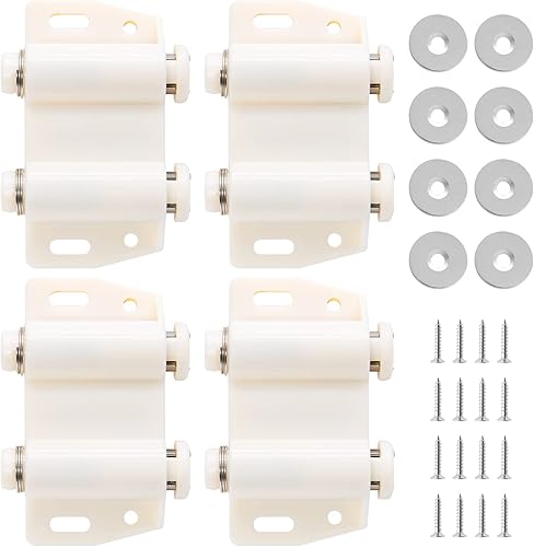 Cionyce Paquete de 4 abridores táctiles magnéticos dobles, pestillos de puerta Push Replease, pestillo táctil de cajón RV para gabinete, armario,