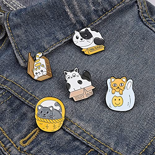 Cute Cat Enamel Brooch Pins Set Cartoon Animal Pins for Backpacks Badges Lapel Pins Accessory for Womens Girls Cat Lovers2