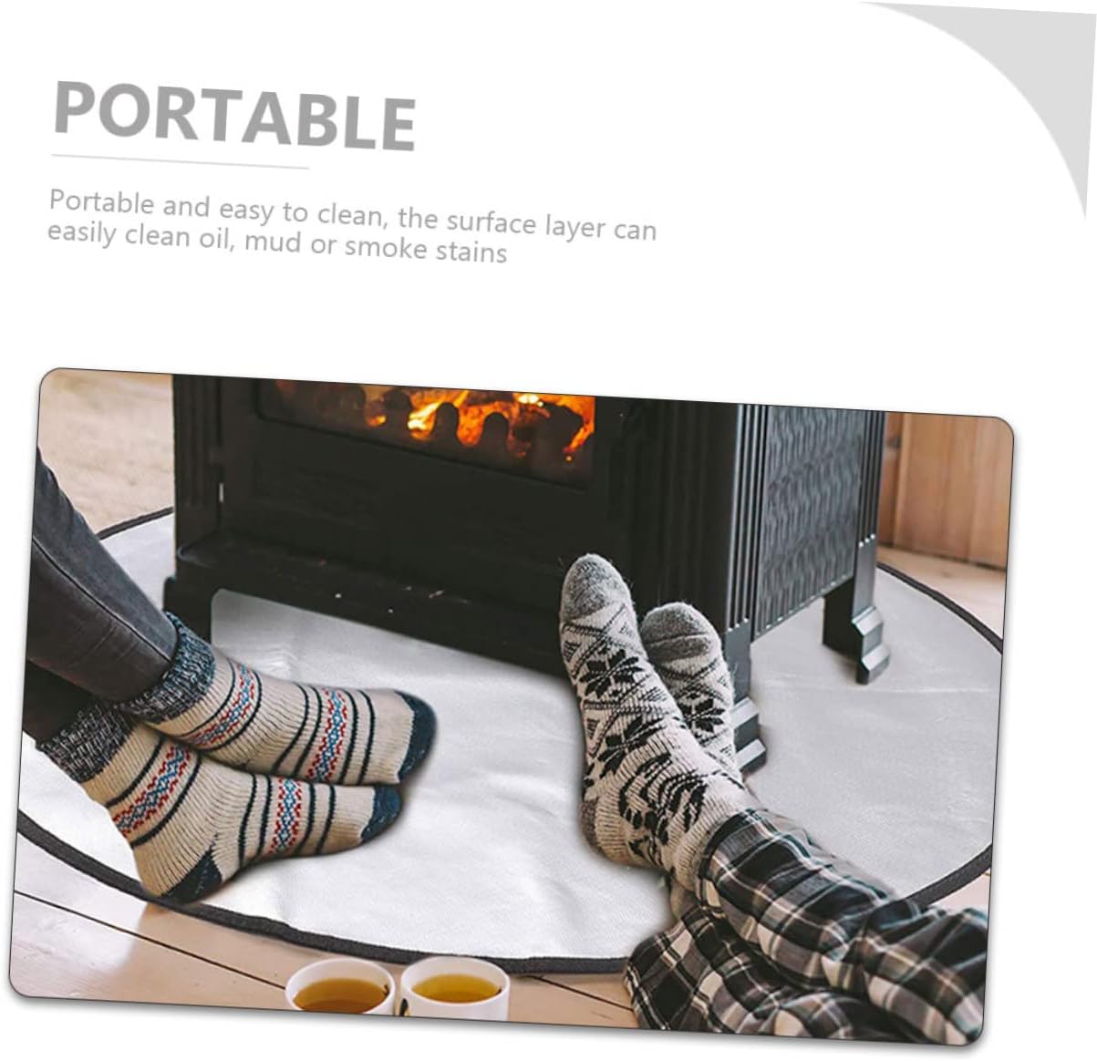 Outdoor Fire Pit Floor Protector Mat Double-Sided Fireproof Picnic Pad Heat Resistant BBQ Grill Insulation Mat for Camping Patio and Grass Protection