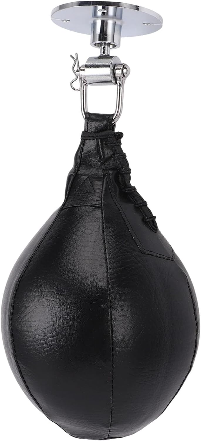 Boxing Speed Bag, Anti Leak PU Leather Punching Bag with 360 Degree Swivel and Inflator Portable Indoor Workout Speedballs Home Gym Training Equipment for Adults Teens