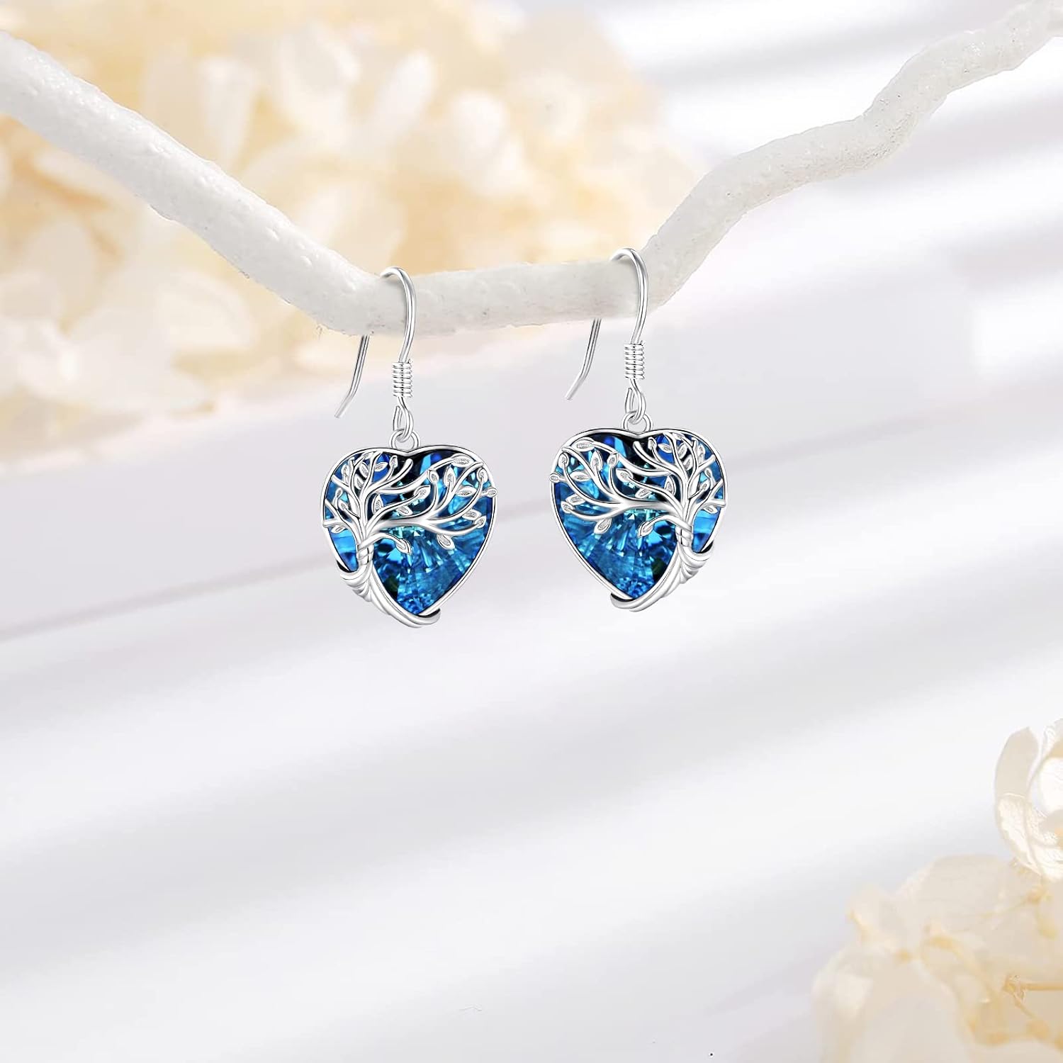 Dangle Earrings Sterling Silver Moonstone/Turquoise/CZ/Crystal Earrings for Women Tree of Life Animal Filigree Leverback Earrings Jewelry Gifts - Image 2