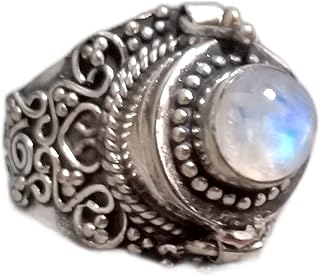 Rainbow Moonstone Ring, Poison Box Ring, June Birthstone Ring, Blue Flash Moonstone ~ Gemstone Ring, Openable Poison Ring, Handmade Box Ring, Designer Box Ring, Locket Ring, Statement Ring, Moonstone Jewelry