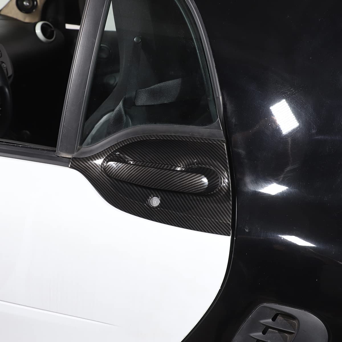 METYOUCAR Garniture de poignée de porte de voiture pour Benz Smart 453 Fortwo Forfour 2016-2021 Accessoires de voiture pour conduite à gauche (fibre de carbone)