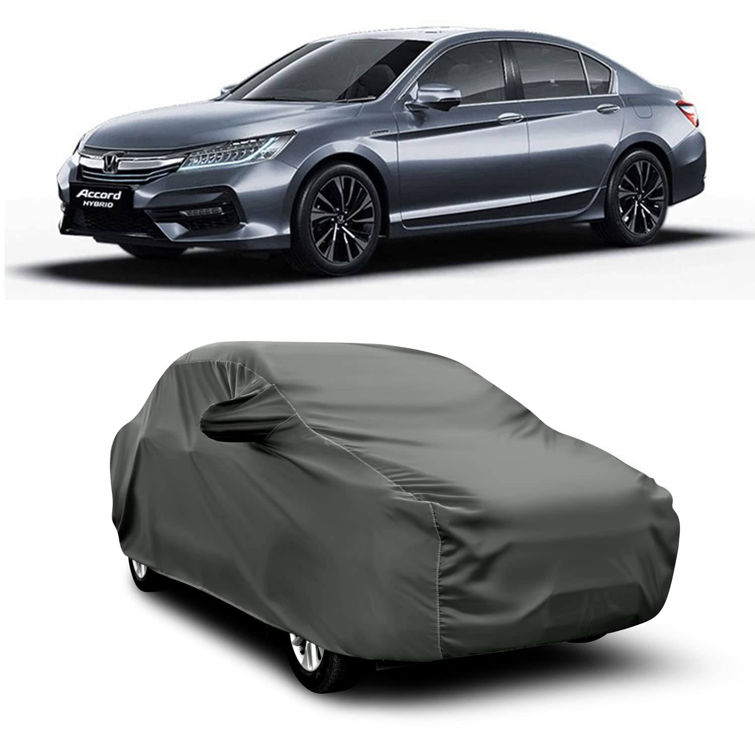 AOSIS® 100% Waterproof Car Body Cover Compatible with Honda Accord Hybrid with Mirror Pocket | 3 Layered Thick Fabric | 100% Rain Proof | Weather Proof | Dust Proof (Grey)-picture-22