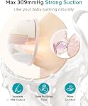 Paruu Pompe à sein sans mains P16, Portable pompe à sein électrique portable avec 4 Modes & 12 Niveaux, Max 309mmHg Une forte aspiration 19/21/24mm Inserts de brides Pompe d'allaitement portable, 2 Boîte (sable)