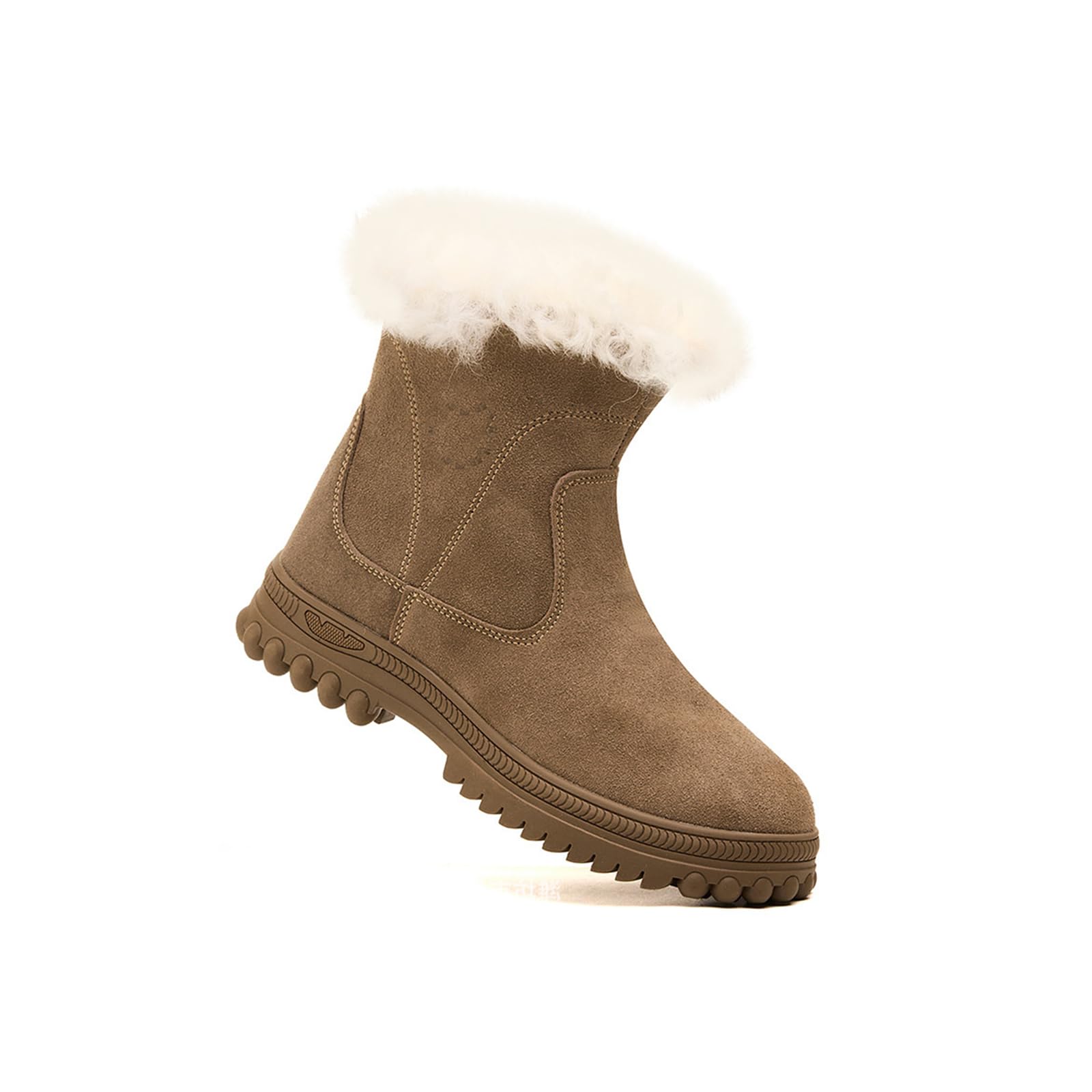 Steel Toe Shoes Winter Boots for Women Faux Fur Mid Calf Winter Snow Boots Heat-Resistant Slip-Resistant Steel Toe