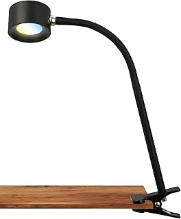 Briloner - Lámpara LED de escritorio con batería recargable, desmontable magnéticamente, giratoria 360 grados, regulable, CCT, lámpara de lectura inalámbrica, lámpara de pinza, 44 cm de altura, negro