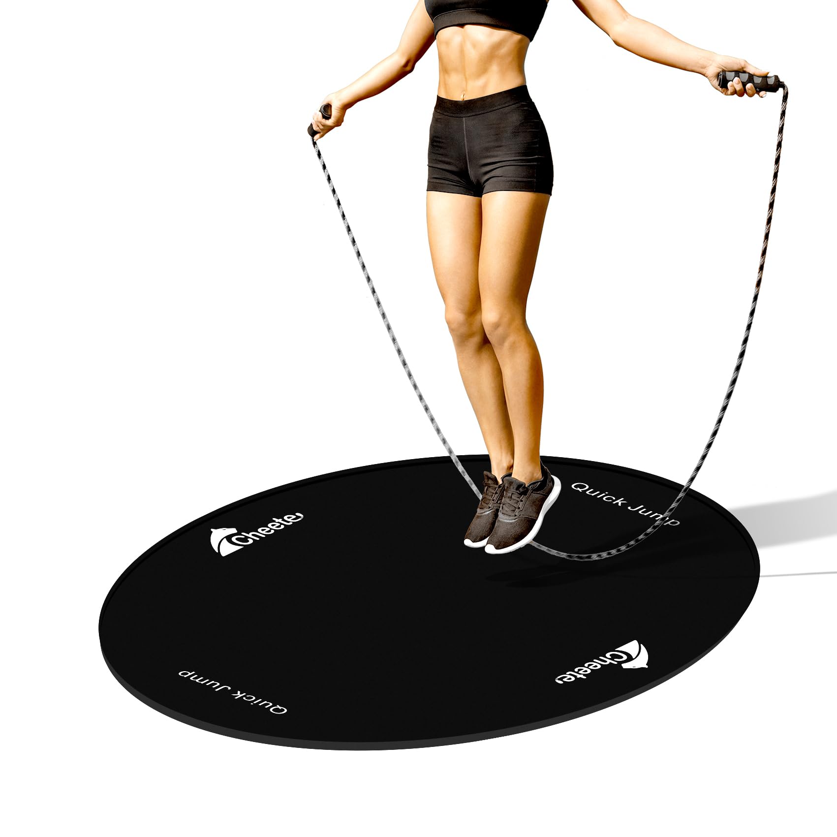 Jump Rope Mat Large Rubber Exercise Mat Workout Mats for Home Gym Flooring Non-Slip Oval Design for Floor & Rope Protection