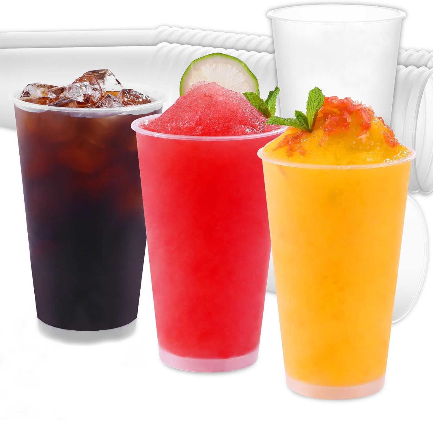 Xsdgi 50 Stück Plastikbecher Mehrweg Mattierte Weiß, Hartplastik Trinkbecher, Partybecher 500ml / 17 OZ (Voll Gefüllt) Spülmaschinenfest, Umweltfreundliche Alternative zu Einwegbecher