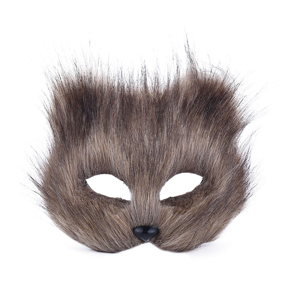 ikasusikasus Artificial Fox Face Cover Mask Halloween Cosplay Costume Half Face Animal Furry Party Christmas Eye Cat Masks Easter Half-Face Masks Ball Birthday Party Stage Performance BanquetGray
