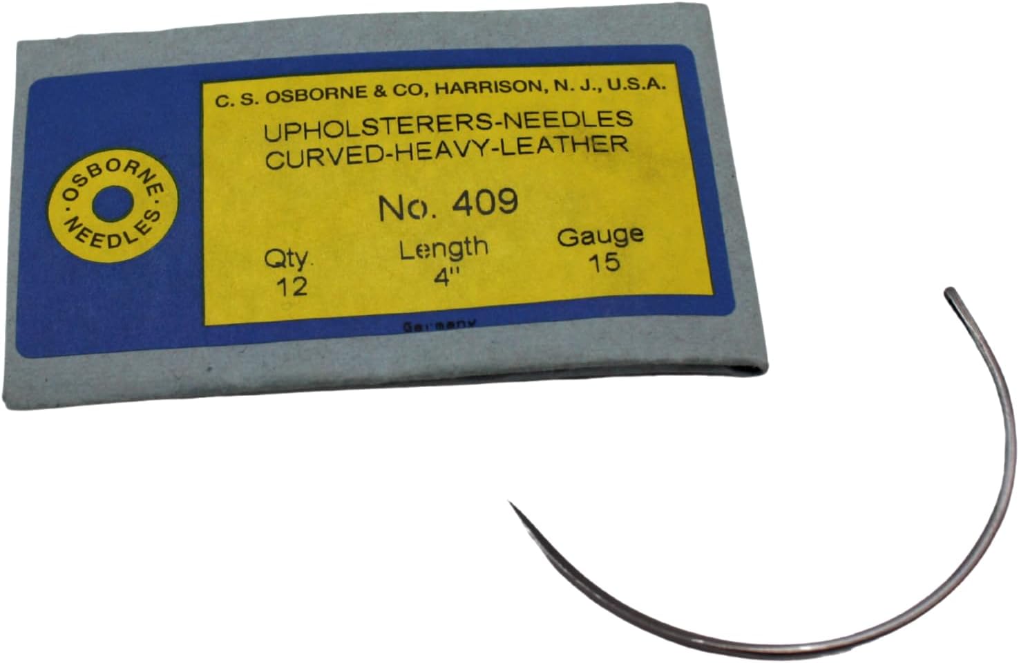 C.S. Osborne Pack of 12 Curved Mattress Needle #409 Size 4"
