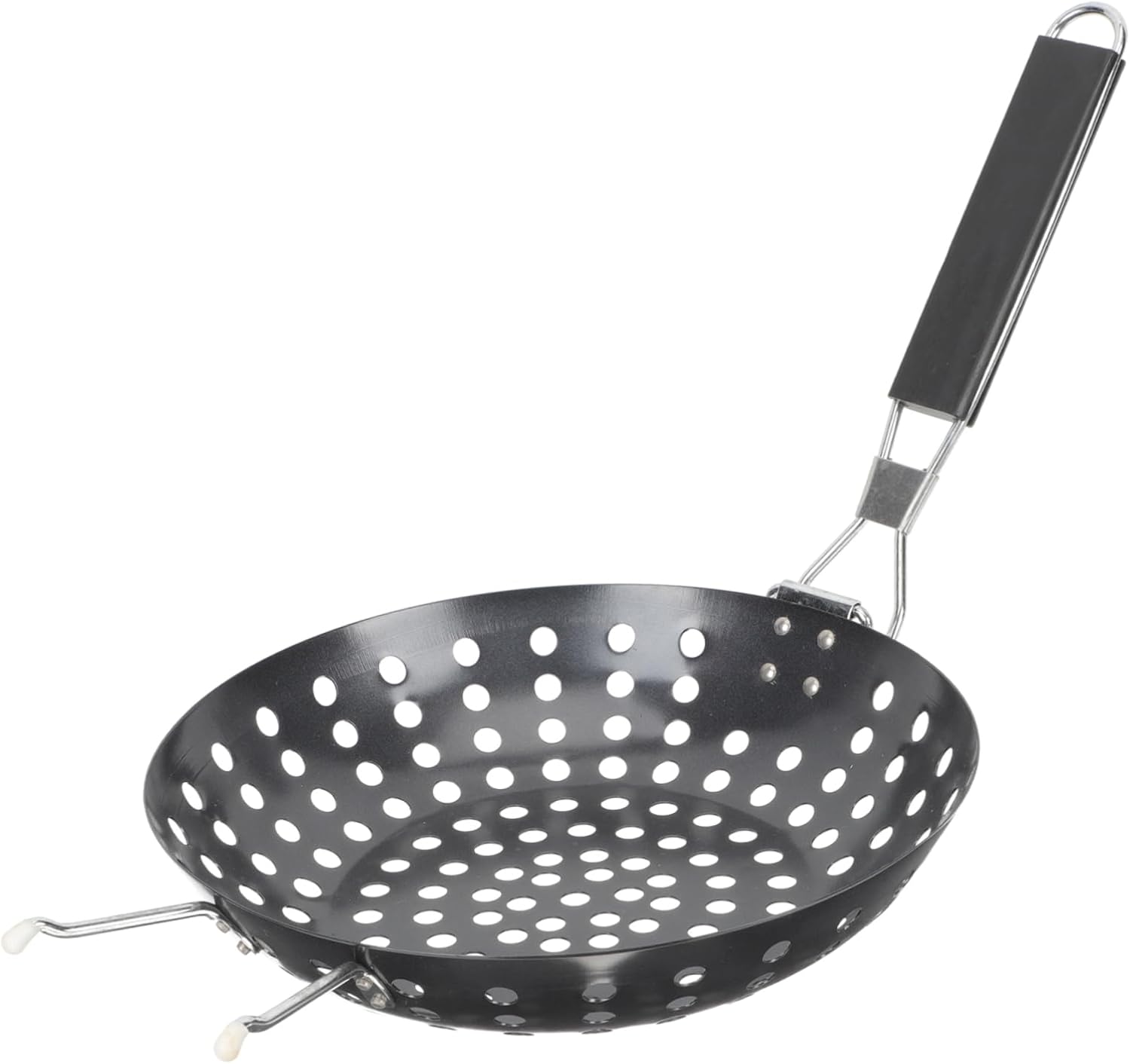 Mipcase Nonstick Grill Pan with Holes for Outdoor Cooking Foldable Handle BBQ Tray for Vegetables and Seafood Multi-Function Metal Grilling Tray Reusable Picnic Grill Supplies