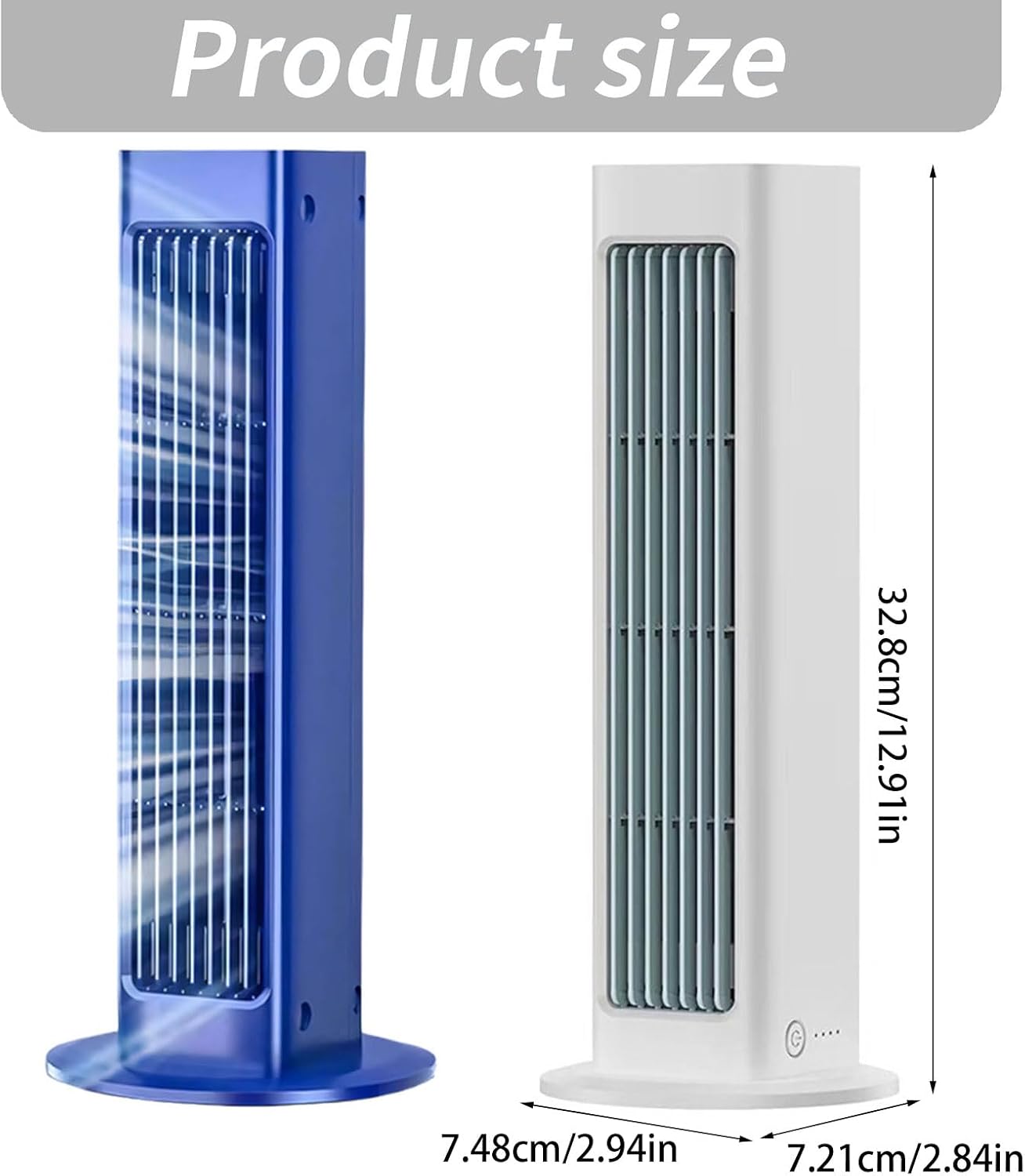 Compact Tabletop Tower Fan with Left Right Oscillation, Blue