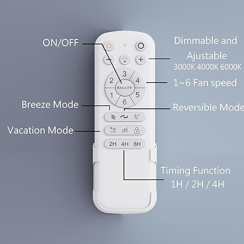 Miniatura 7 de VACILL Modern Ceiling Fan with Light and Remote White52 inch6 Speed LevelsLED DimmableDC Motor