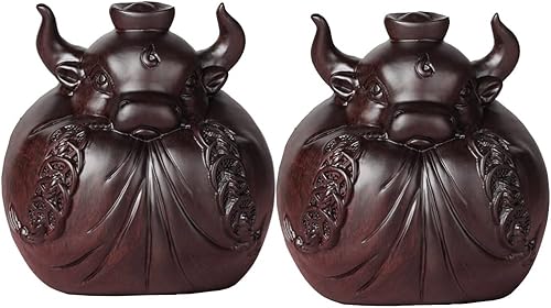 HYMCX Caja de dinero para regalo en efectivo, alcancía de vaca, ébano, banco de dinero de madera maciza con llave, banco de monedas de madera