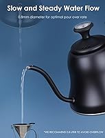 Vista 6 de Hervidor de Té con Termómetro Hervidor de Cuello de Cisne para Estufa 28oz 0.8L Hervidor de Café para Verter, Hervidor de Agua Mate Negro