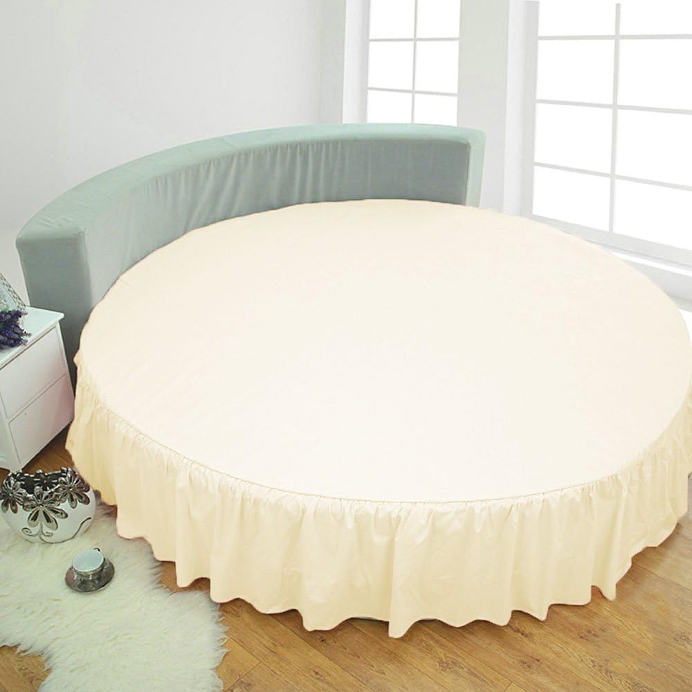 Round Bed Skirt - Luxury Single Ruffle Bed Skirt 100% Natural Cotton 800 Thread Count 21 Inch Tailored Drop, Ruffle Bed Skirt for Round Bed (Queen 88" Diameter, Dark Grey)