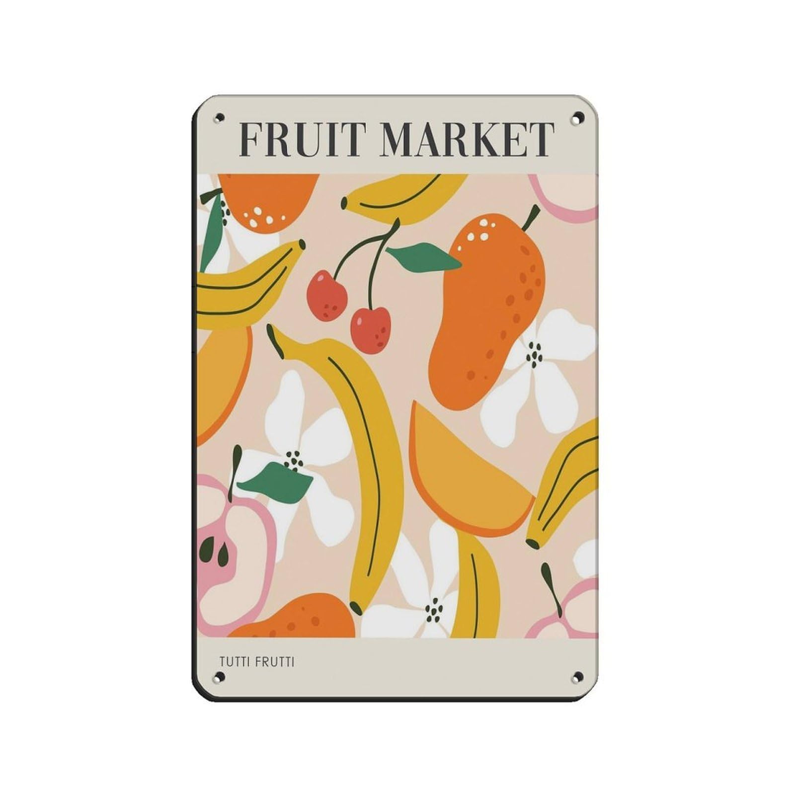 Fruit Market, Kitchen Poster Retro Poster Metal Tin Sign Chic Art Retro Iron Painting Bar People Cave Cafe Family Garage Poster Wall Decoration 8x12inch(20x30cm)