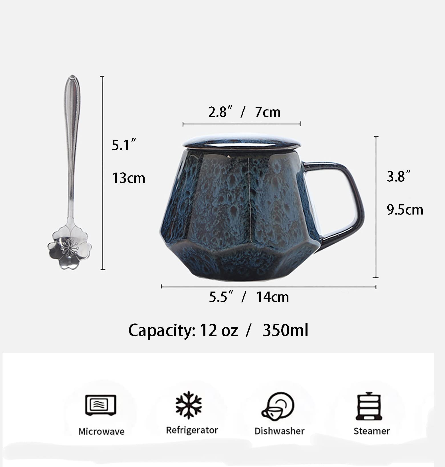 Kaffeetassen aus Keramik im Vintage-Stil, 340 ml, Espressotassen und Untertassen, einzigartige handgefertigte Tasse, kleine oder doppelte Espressotassen, Kaffeetasse mit Deckel (FA
