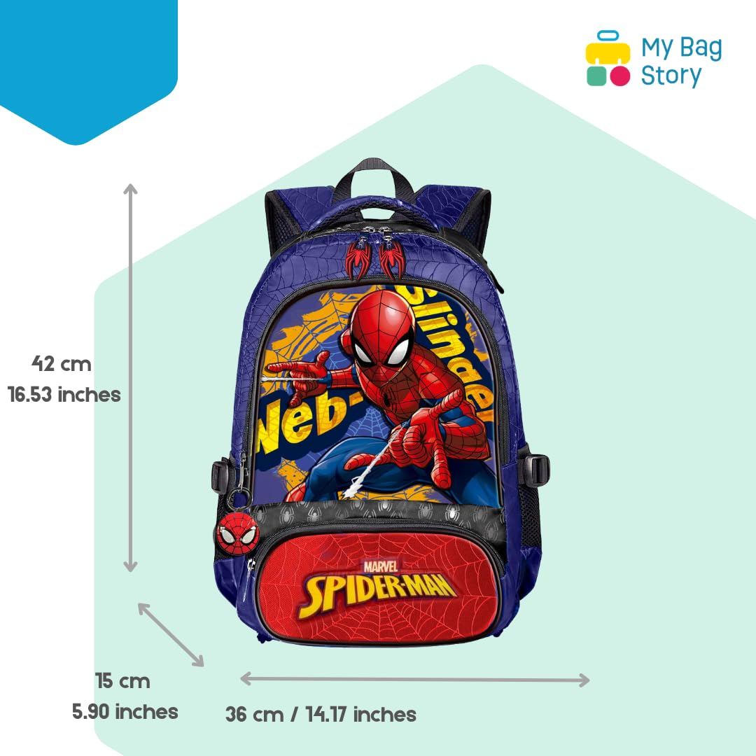 mybagstory Zaino per bambini Marvel Spiderman | Zaino scolastico per bambini per scuola elementare CP CE1 | Design ergonomico con spallacci imbottiti, dimensioni 42 x 36 x 15 cm, idea regalo supereroe