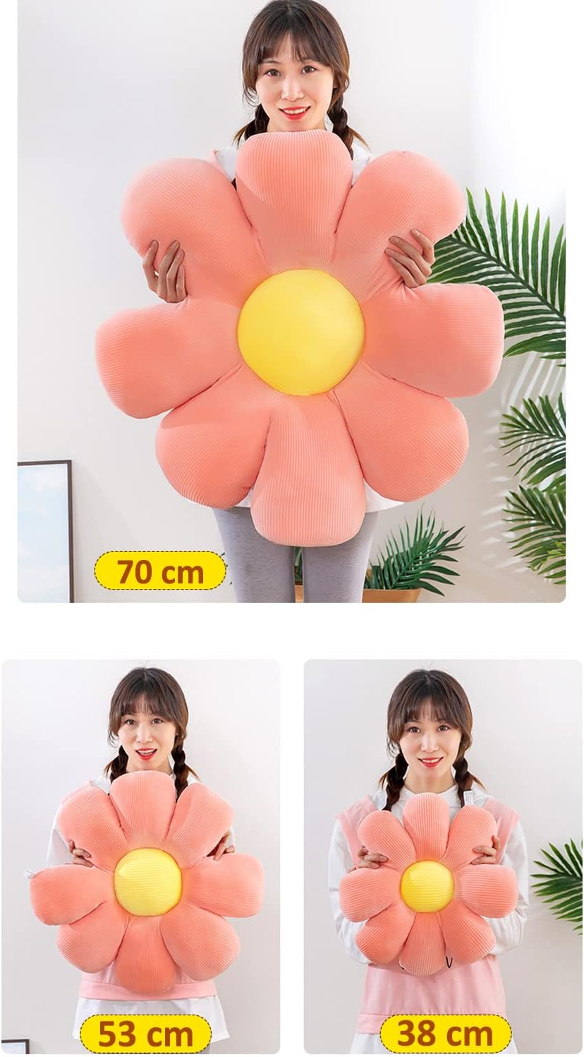 Flower Shaped Throw Pillow - Soft Seating Cushion Floor Pillow for Room Decor, Plush Pillow for Bedroom, Sofa, Bed, Reading (15 Inch, White)