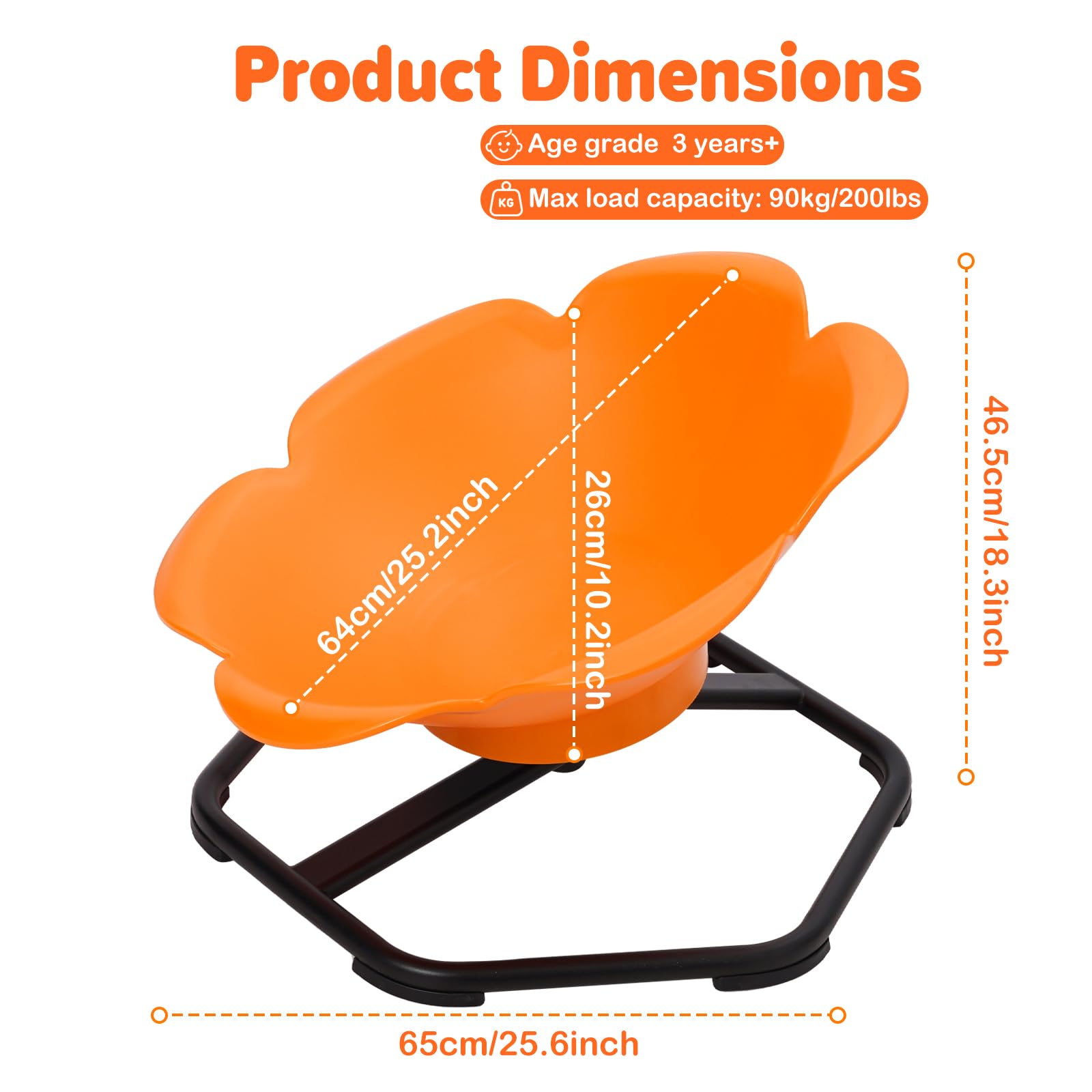 Kinder Drehstuhl für Autismus, Sensorischer Drehstuhl für Training Physische Koordination und Gleichgewicht, 360°-Drehsitz Spielgeräte, Autismus-Sensorikspielzeug für Jungen und Mädchen(Orange)