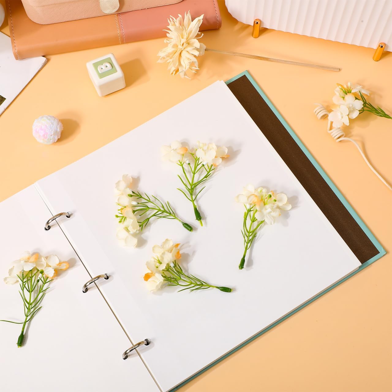 SOIMISS Vintage Botanical Press Album Floral Scrapbook: Thick Kraft Paper Blank Pages for Dried Flower Preservation, Rustic Herbarium Journal DIY Wedding Guestbook