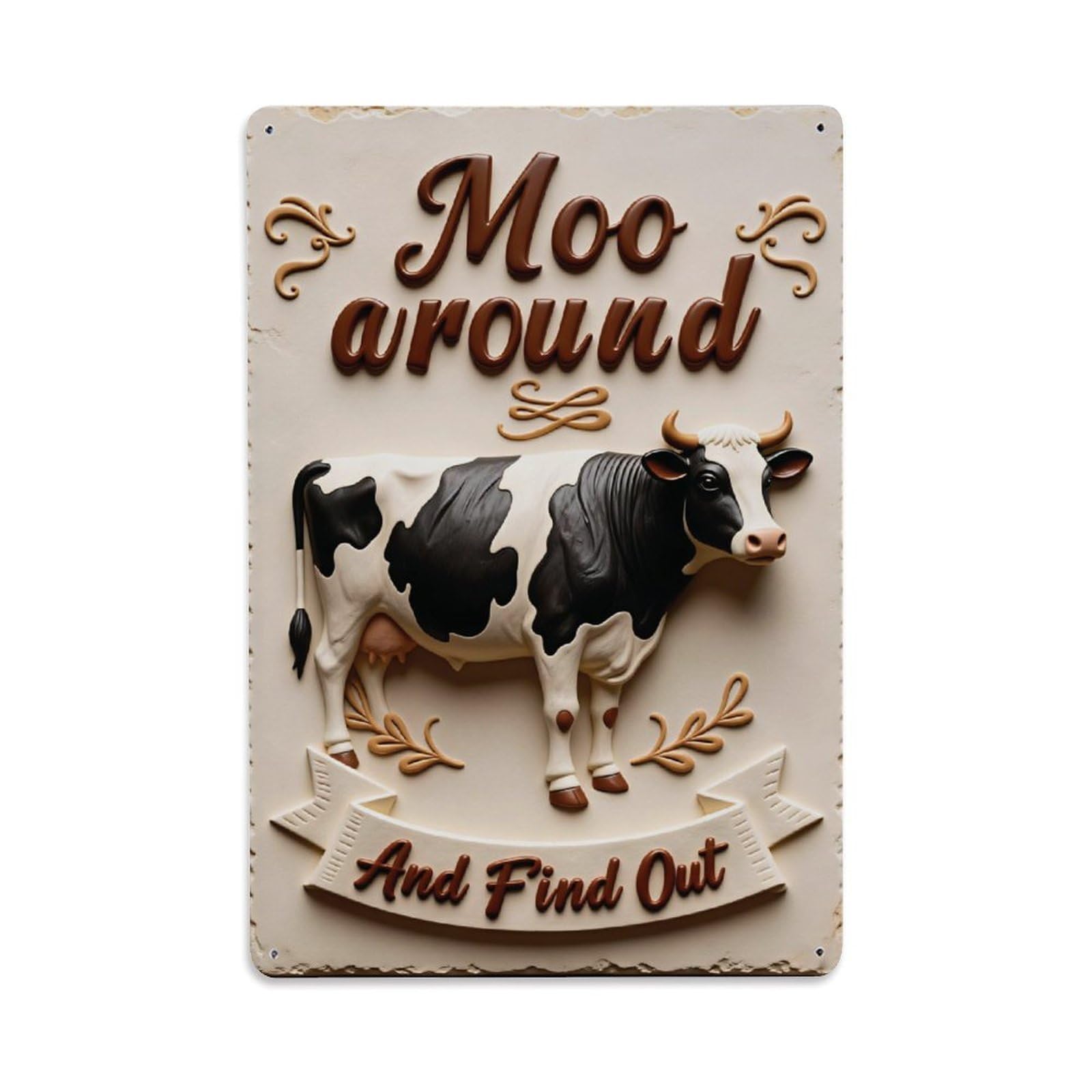 Ldfuieksufg Style Cow Farmhouse Funny Vintage Wall Metal Sign Vintage Aluminium Metal Sign, Retro Wall Decor For Home, Bar, Garage & Farmhouse 30X20cm