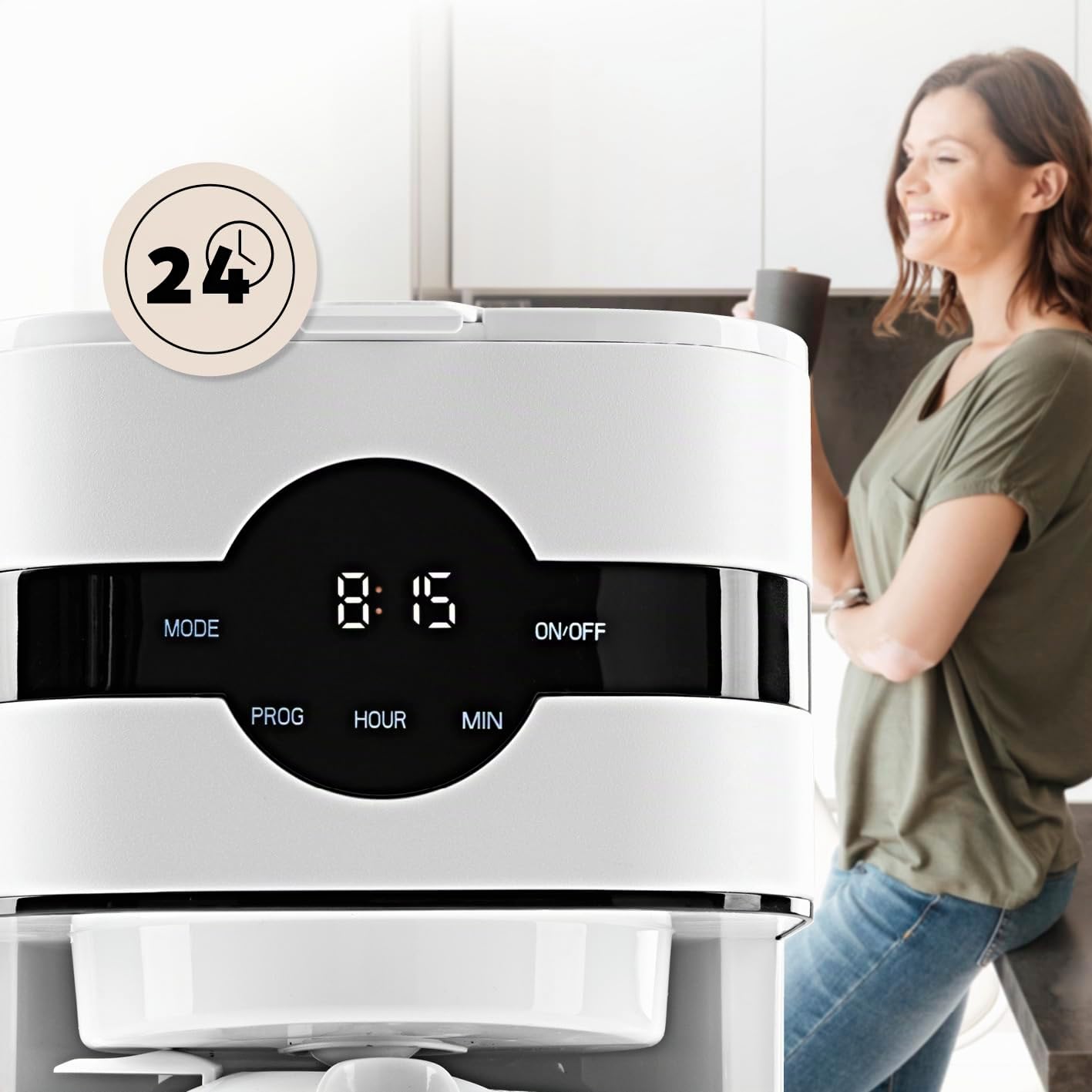 Barista Cafetera de filtro con jarra térmica, máquina de filtro con pantalla táctil y función de temporizador, cafetera con filtro permanente y 900 W, depósito de agua de 1,25 litros para 8 tazas de