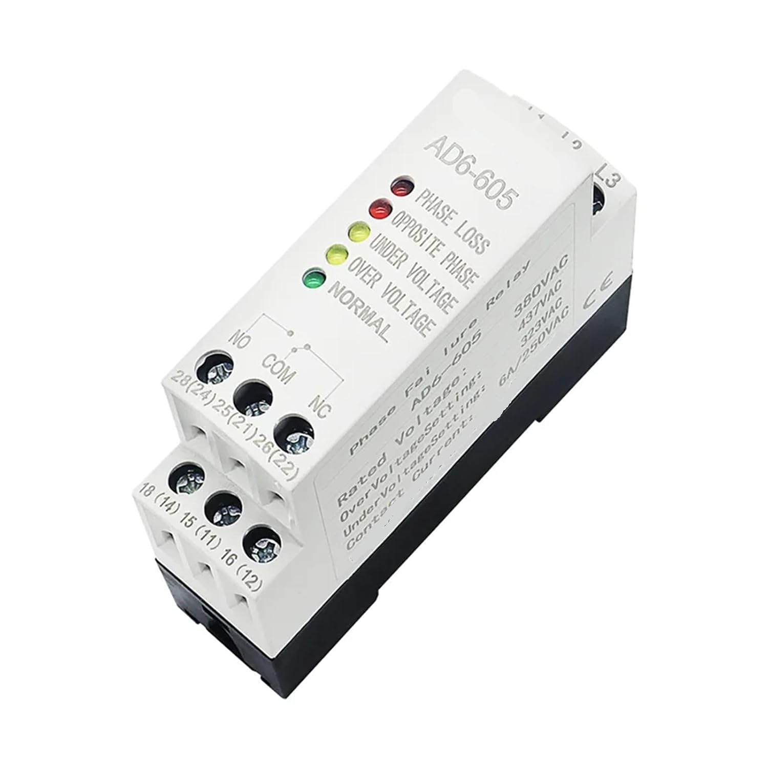Din Rail 380V AC Voltage Detection Phase Loss Phase Sequence Overvoltage Undervoltage Protection Relay