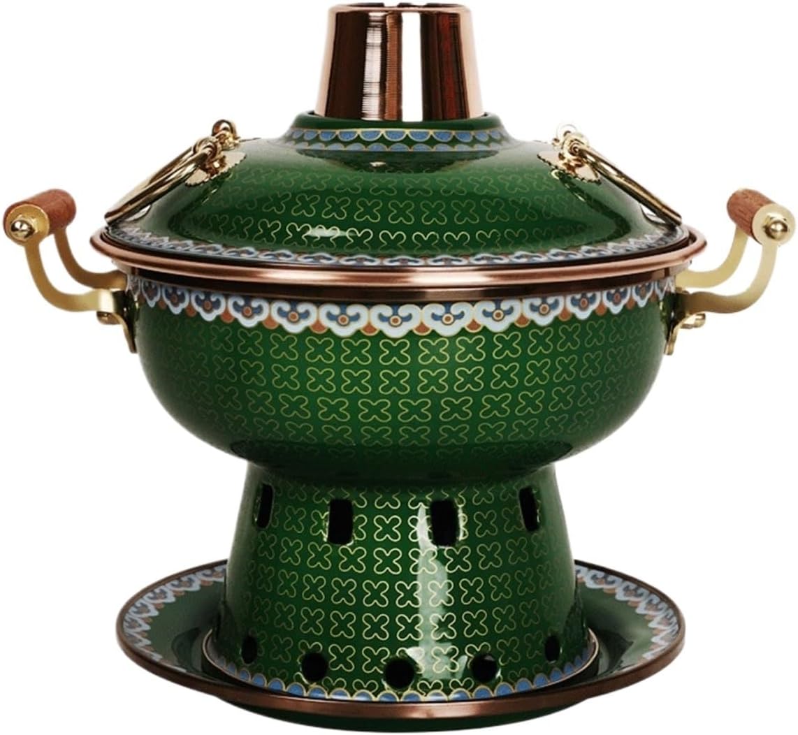 Olla Hot Pot de Cobre Esmaltado INUUXLG 19x22 cm Color Verde